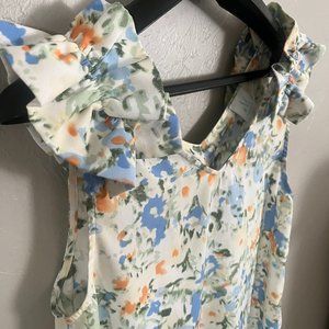 FLORAL SLEEVELESS BLOUSE SIZE L